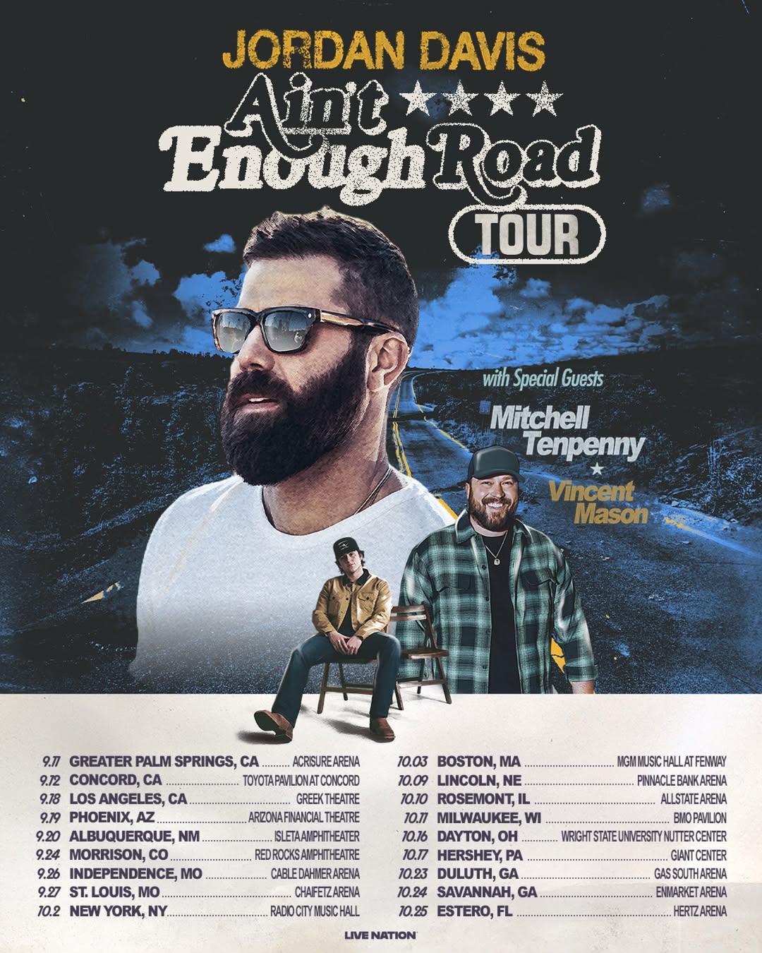 Jordan Davis Ain't Enough Road Tour Poster 2025